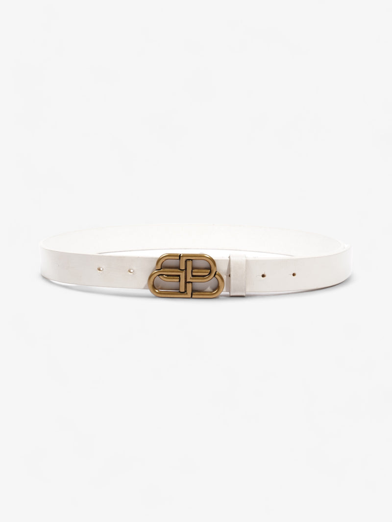  Balenciaga BB Thin Belt White Calfskin Leather 75cm / UK 8