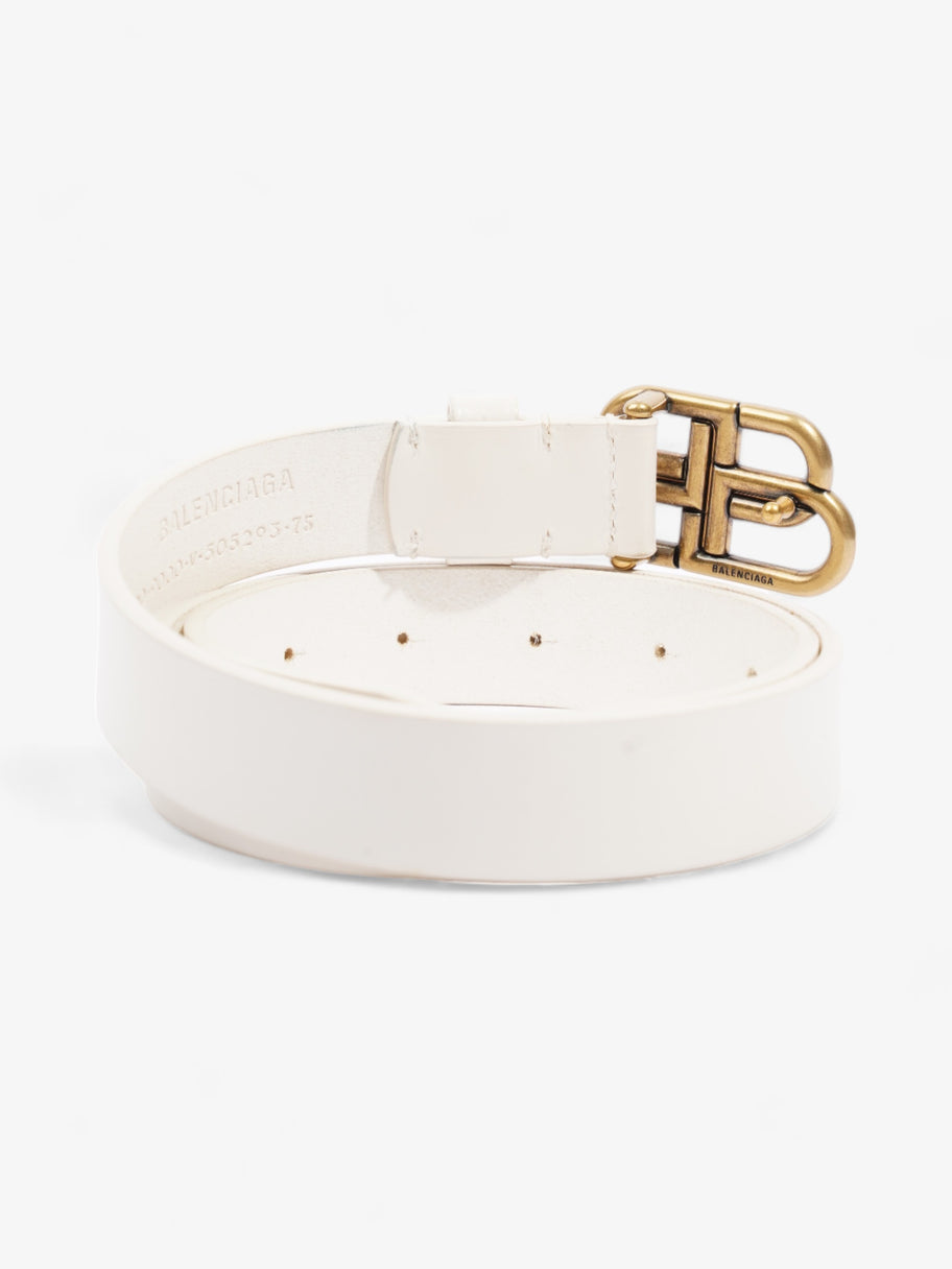 Balenciaga BB Thin Belt White Calfskin Leather 75cm / UK 8 Image 7