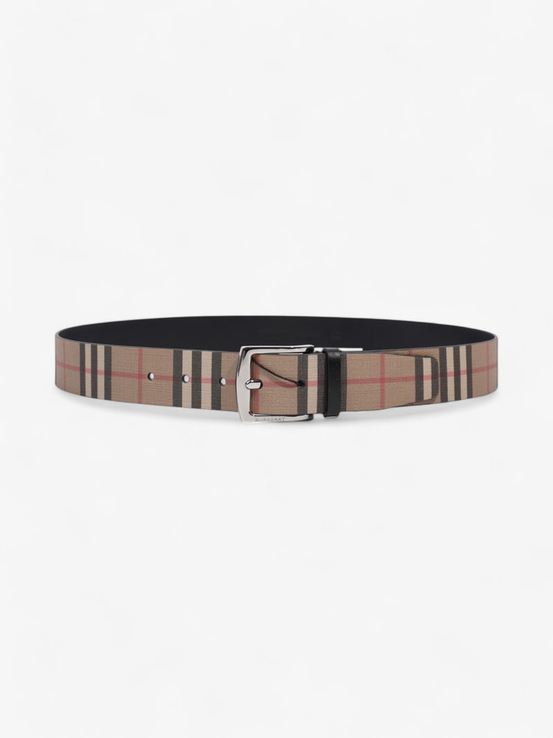  Burberry Checkered Belt Beige Checkered / Black Leather 90cm 36