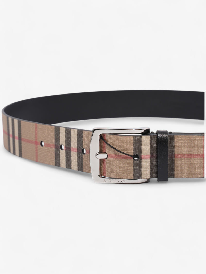  Burberry Checkered Belt Beige Checkered / Black Leather 90cm 36