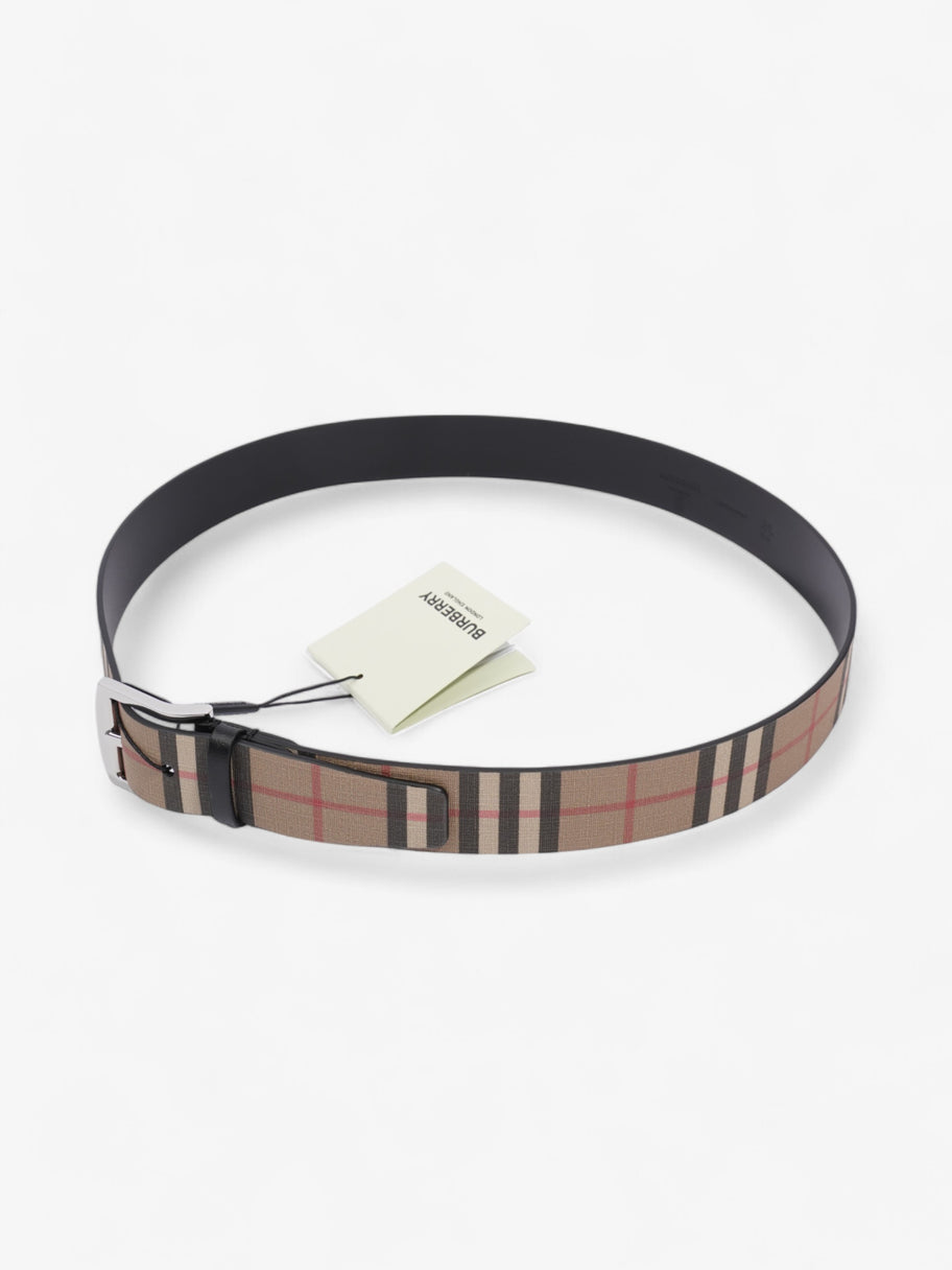 Burberry Checkered Belt Beige Checkered / Black Leather 90cm 36