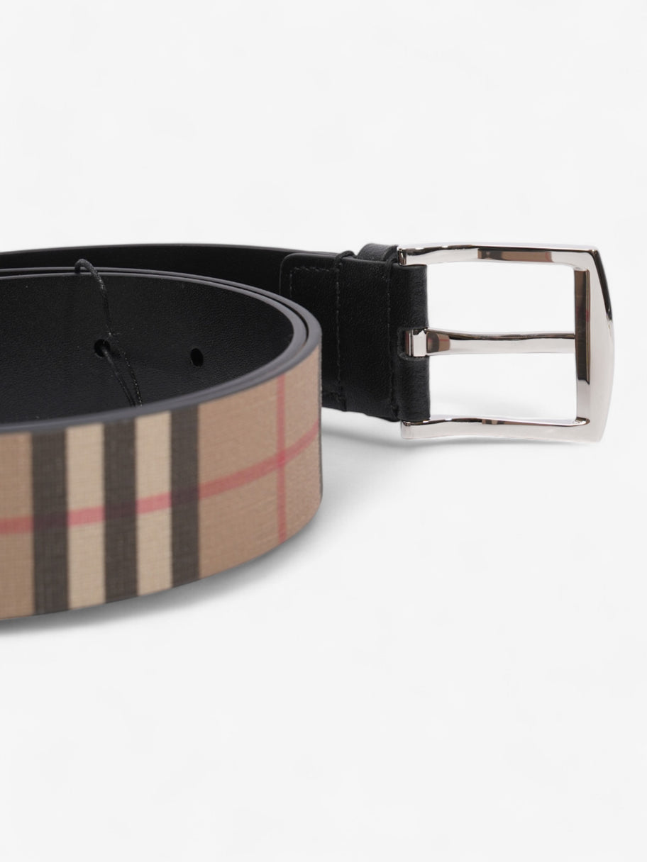 Burberry Checkered Belt Beige Checkered / Black Leather 90cm 36