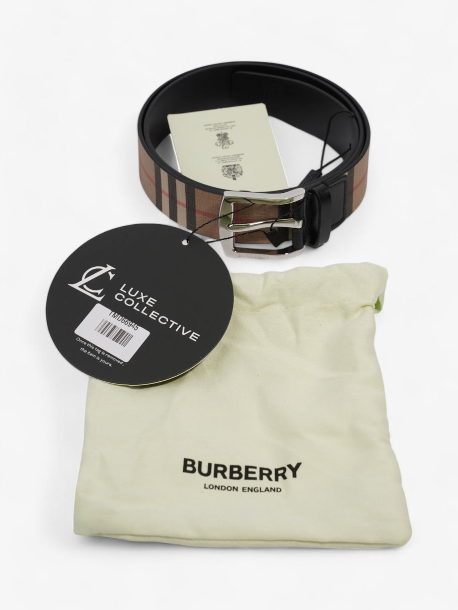 Burberry Checkered Belt Beige Checkered / Black Leather 90cm 36