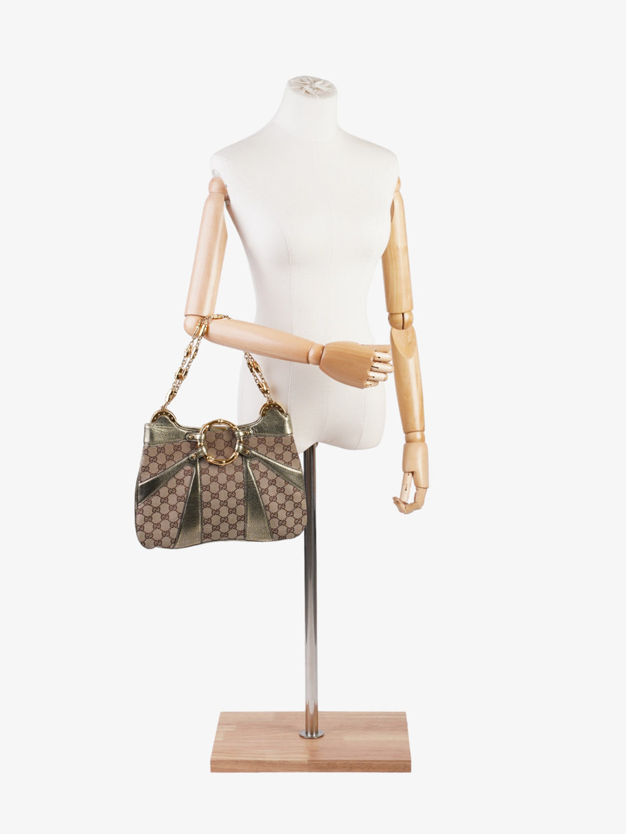 Gucci x Tom Ford Bamboo Chain Shoulder Bag GG Supreme / Metallic Canvas Image 2