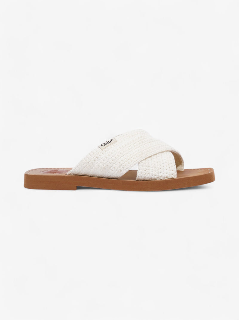  Chloe Woody Sandals White  Fabric EU 38 UK 5