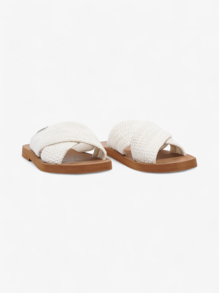 Chloe Woody Sandals White  Fabric EU 38 UK 5 Image 2