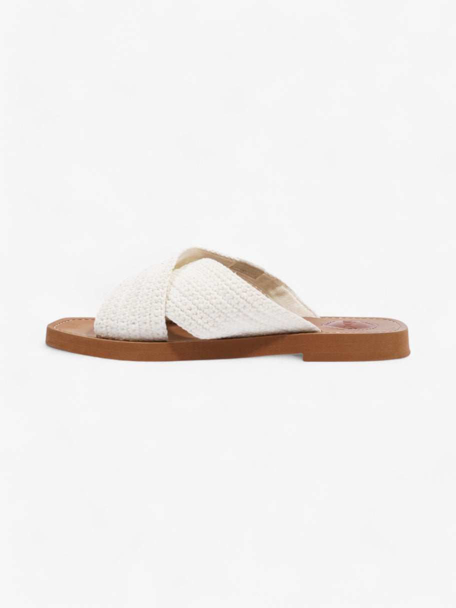 Chloe Woody Sandals White  Fabric EU 38 UK 5 Image 3