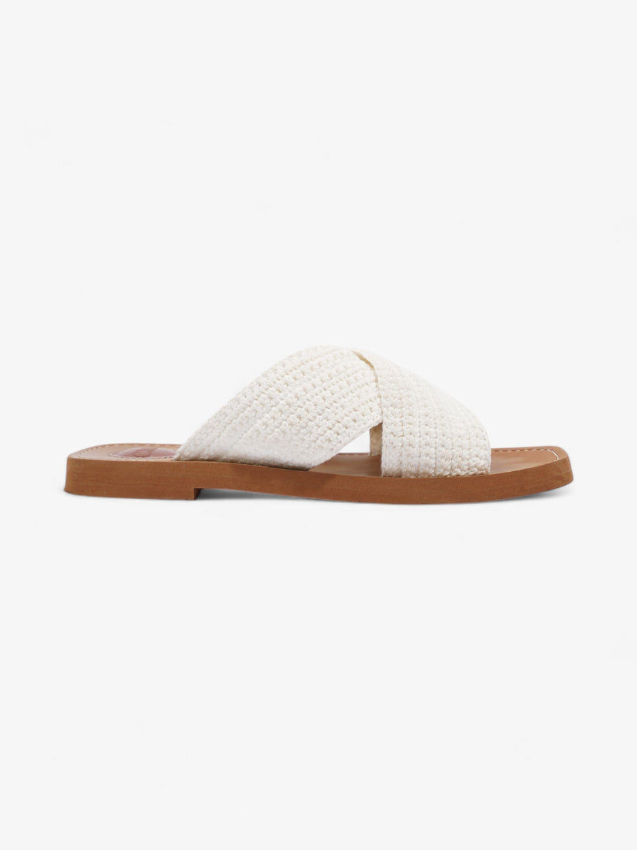 Chloe Woody Sandals White  Fabric EU 38 UK 5 Image 4