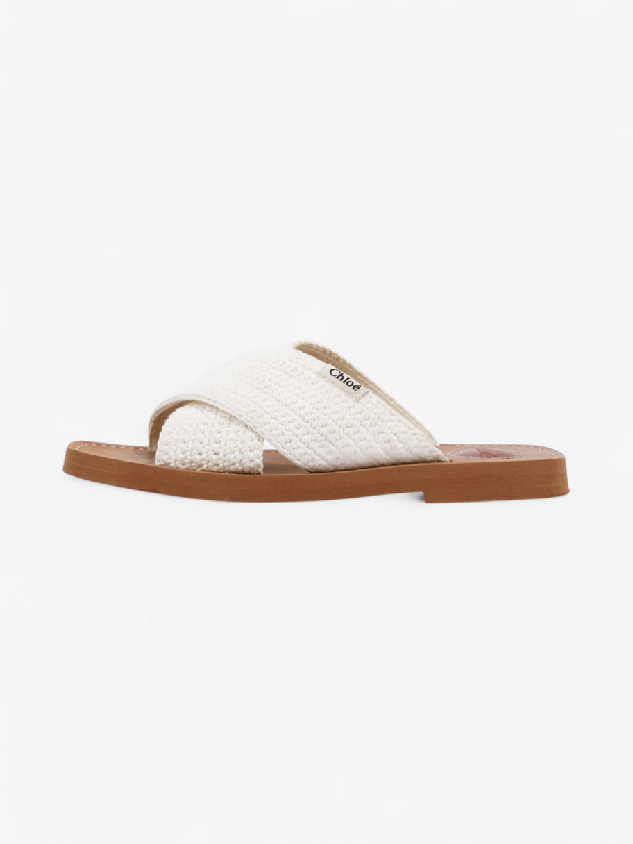 Chloe Woody Sandals White  Fabric EU 38 UK 5 Image 5