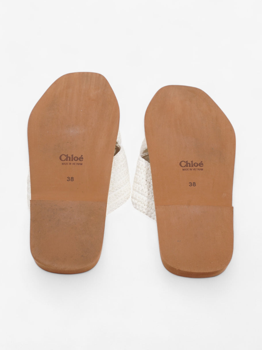 Chloe Woody Sandals White  Fabric EU 38 UK 5 Image 7