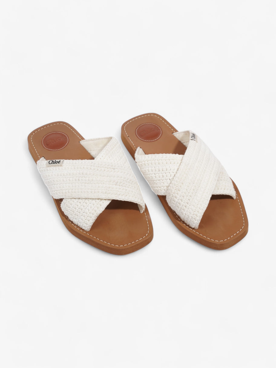 Chloe Woody Sandals White  Fabric EU 38 UK 5 Image 8