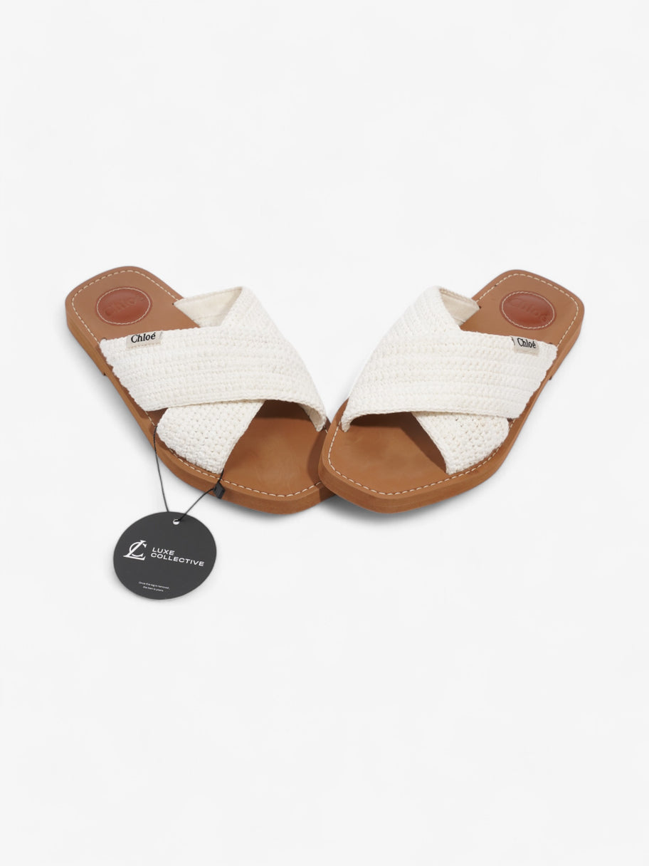 Chloe Woody Sandals White  Fabric EU 38 UK 5 Image 9