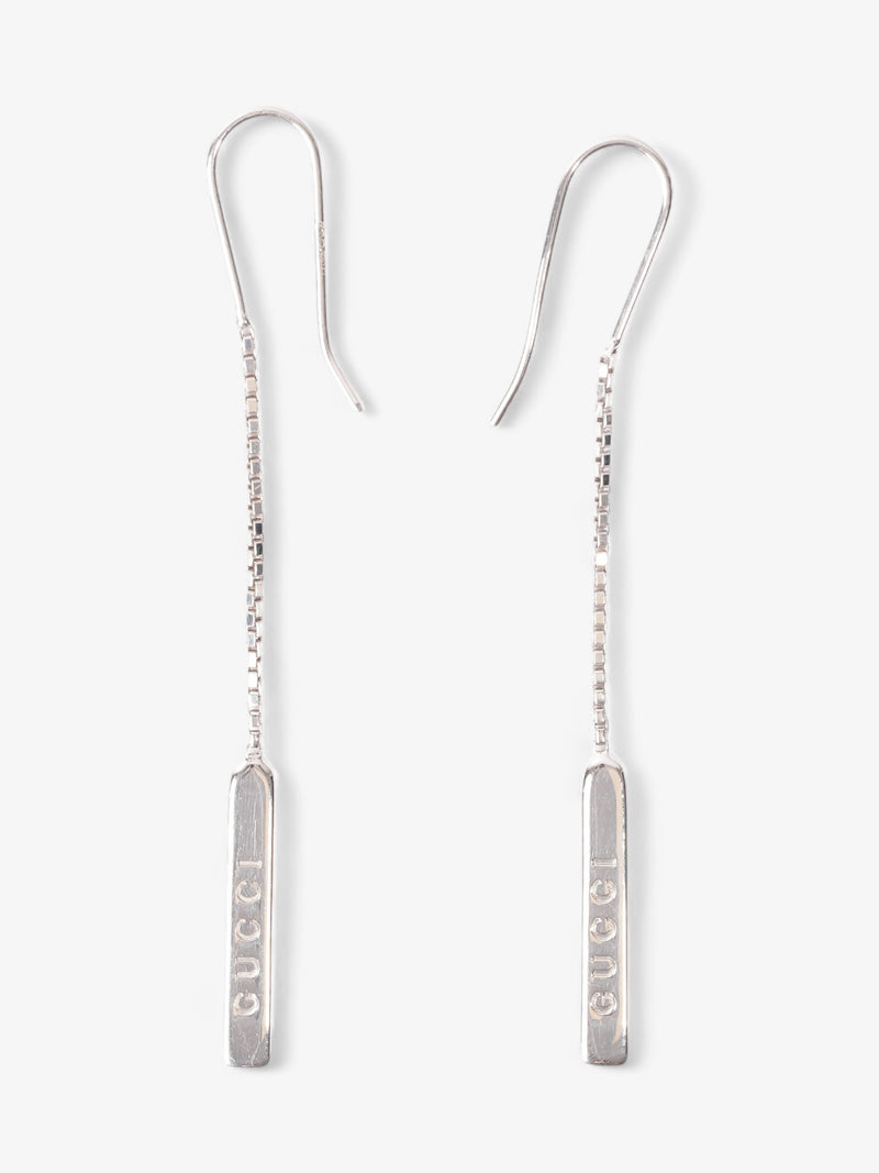  Gucci 18ct Lariat Earrings Silver White Gold