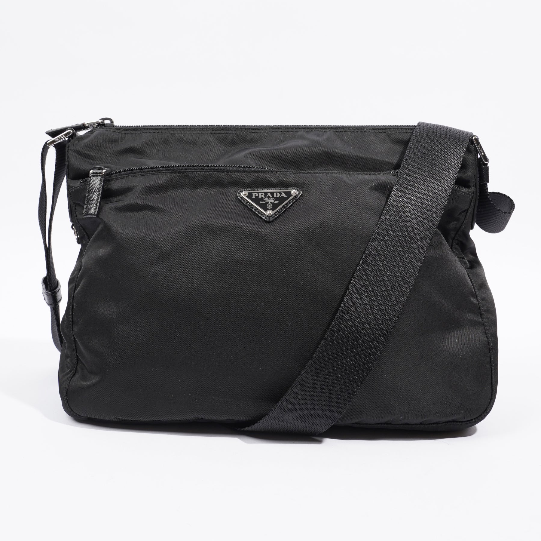 Prada Messenger Bag Black Nylon Medium Luxe Collective