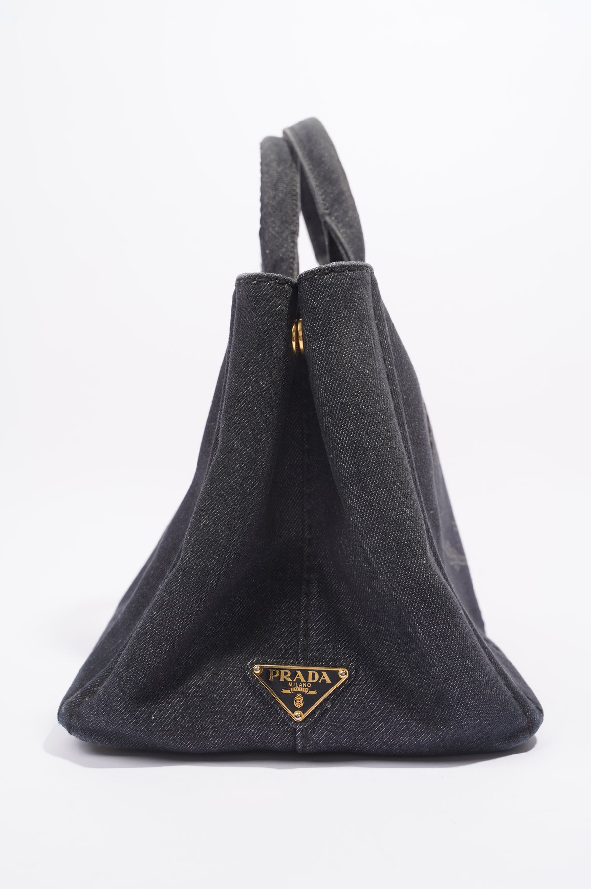 Prada Canapa Tote Bag Navy Denim Medium Luxe Collective