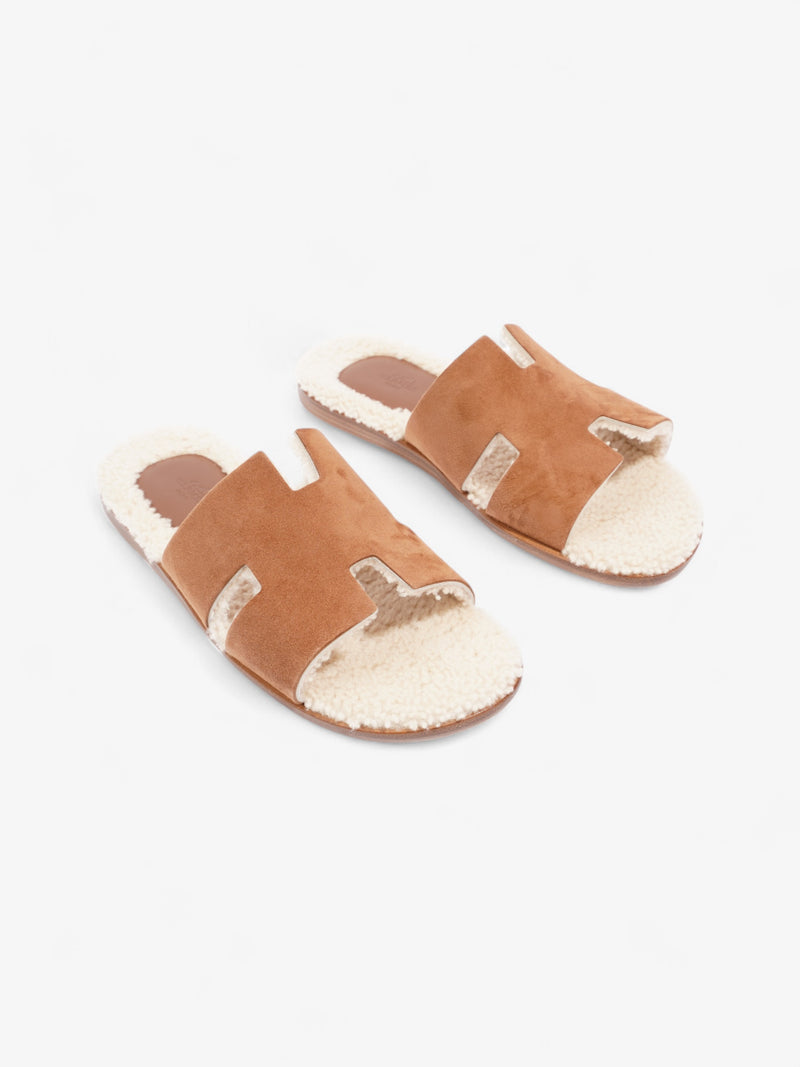  Hermes Izmir Sandals Brown Suede EU 44 UK 10