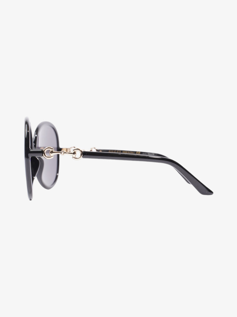  Gucci Horsebit Oversized Sunglasses Black / Gold Acetate 140mm