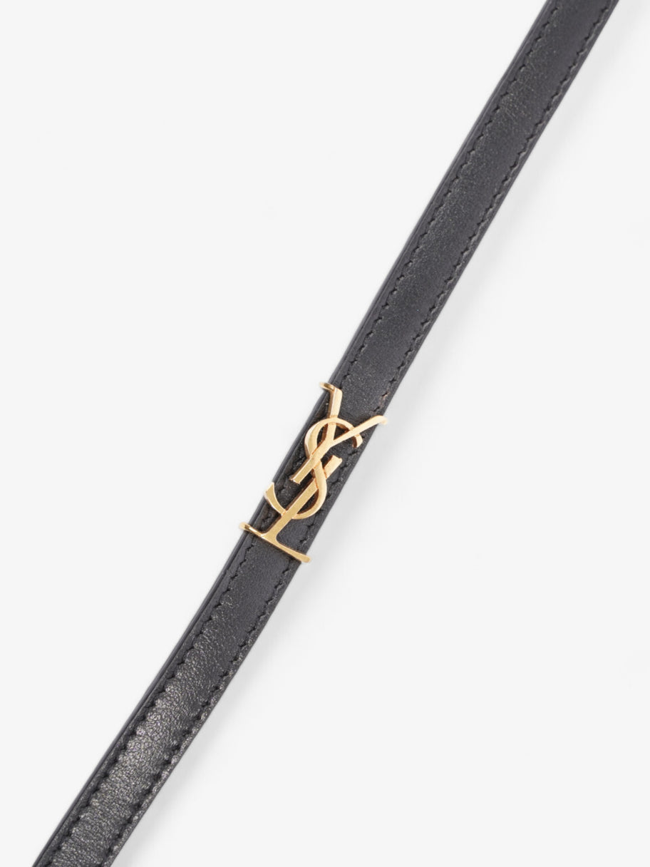 Saint Laurent Cassandre Double Wrap Bracelet Black / Gold Calfskin Leather Image 5