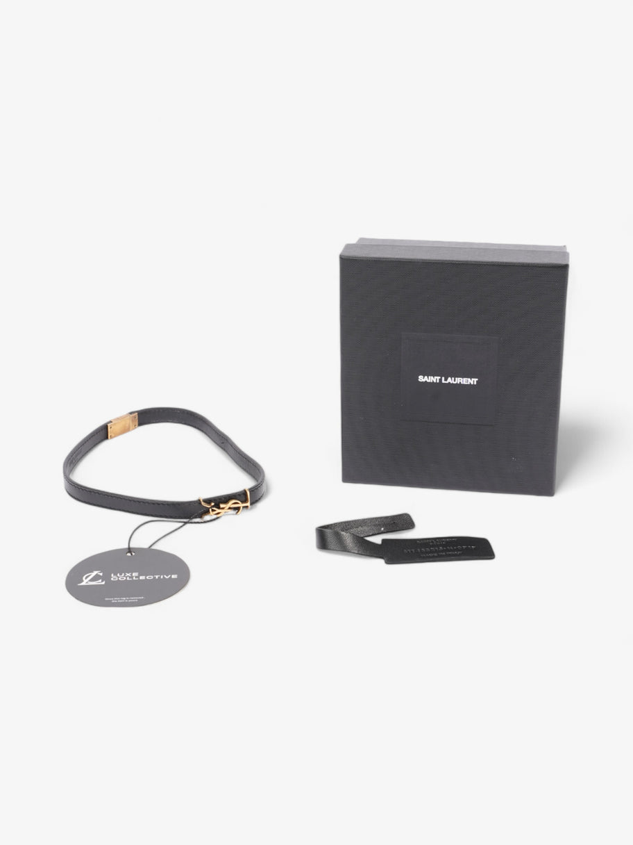 Saint Laurent Cassandre Double Wrap Bracelet Black / Gold Calfskin Leather Image 6