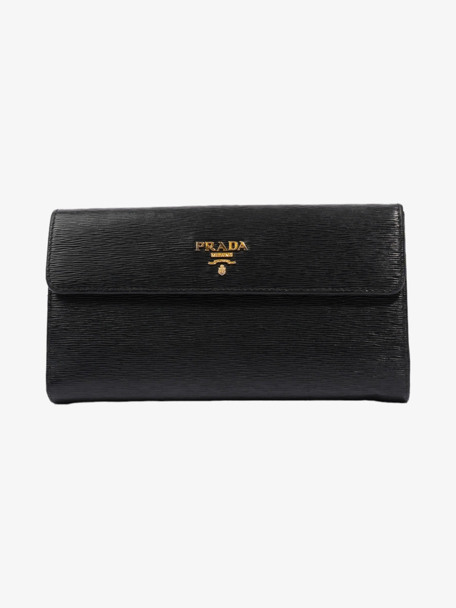 Prada Continental Flap Wallet Black Leather Image 1