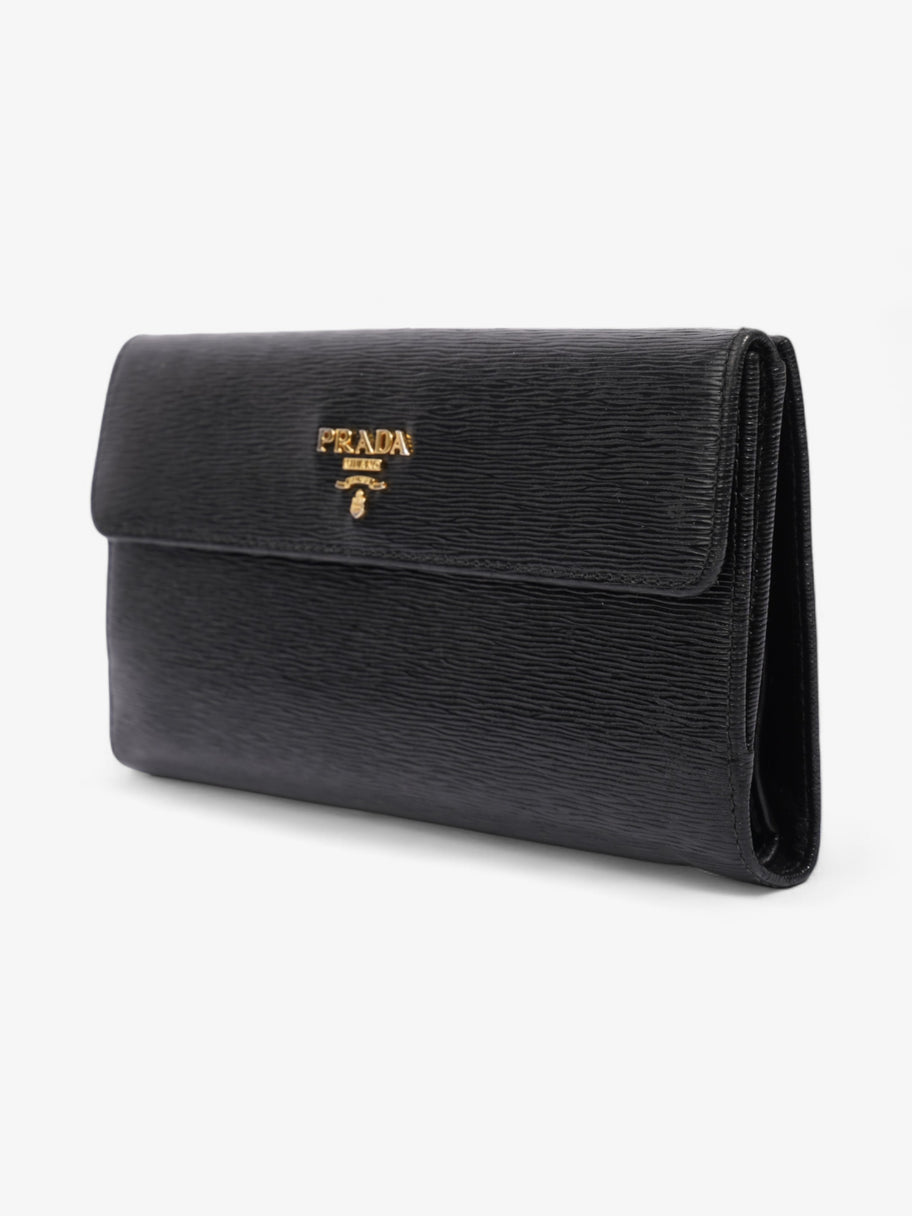 Prada Continental Flap Wallet Black Leather Image 3