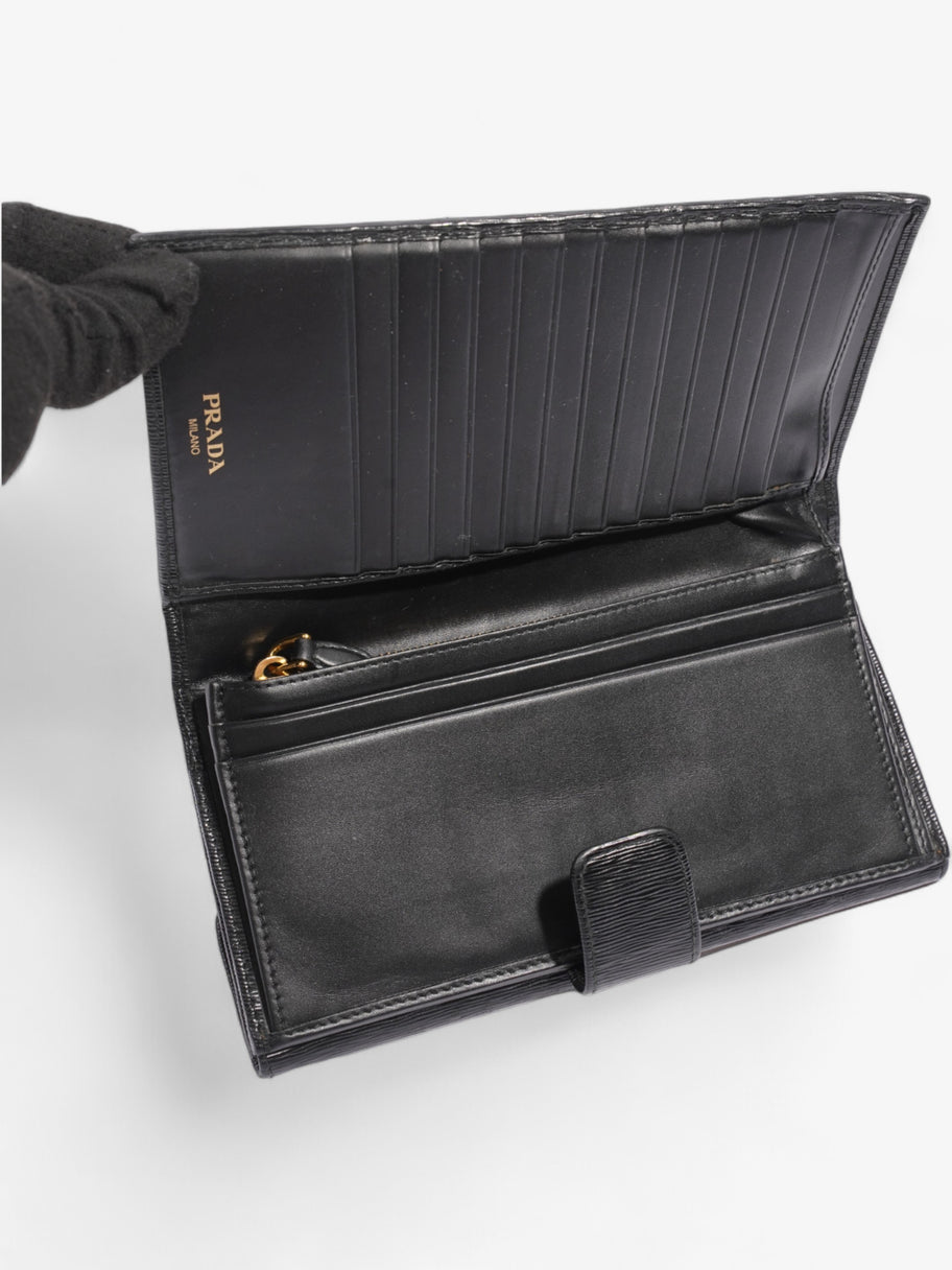 Prada Continental Flap Wallet Black Leather Image 7