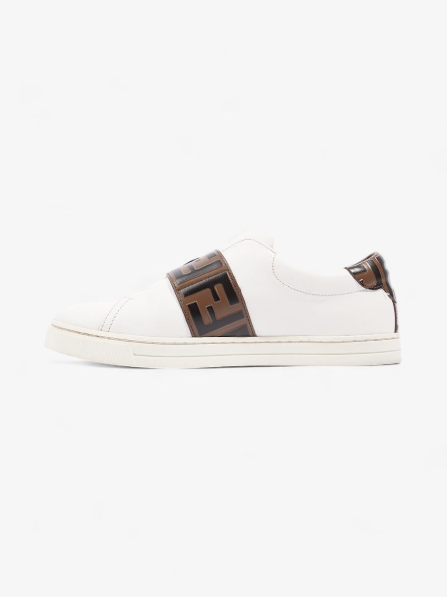 Fendi FF Logo Buckled Low Top Sneakers White Zucca Leather EU 38 UK Luxe Collective