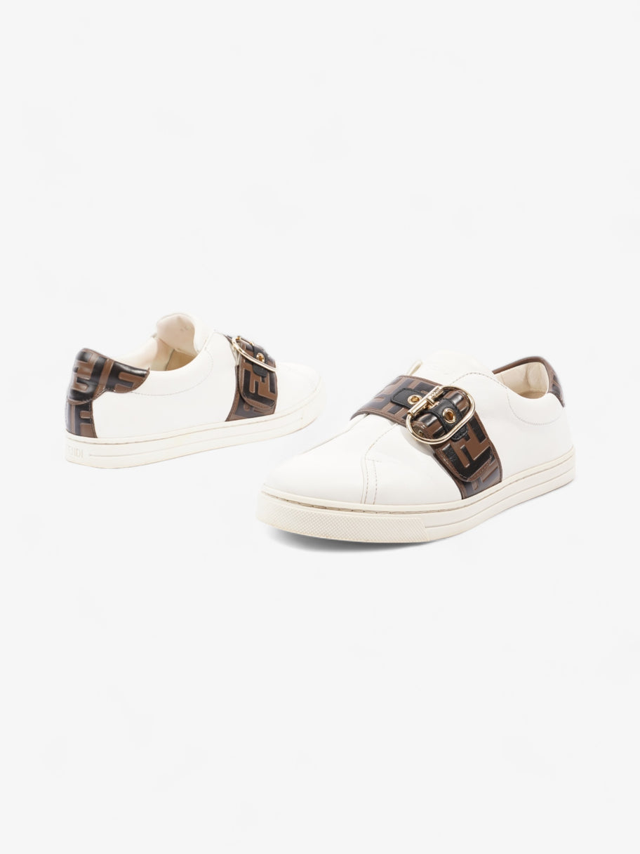 Fendi FF Logo Buckled Low Top Sneakers White / Zucca Leather EU 38 UK 5 Image 9