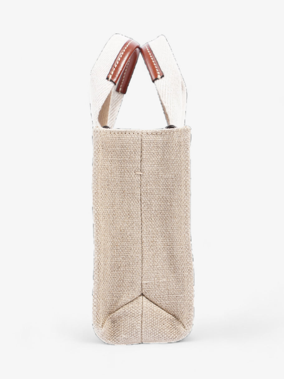 Chloe Woody Tote Beige / Brown / White Linen Mini Image 3