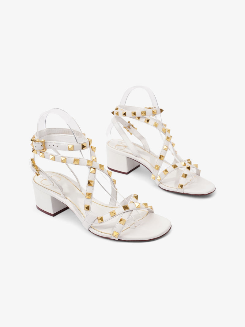  Valentino Rockstud Sandals 40 White / Gold Leather EU 36.5 UK 3.5