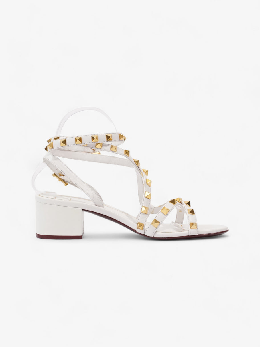 Valentino Rockstud Sandals 40 White / Gold Leather EU 36.5 UK 3.5 Image 4