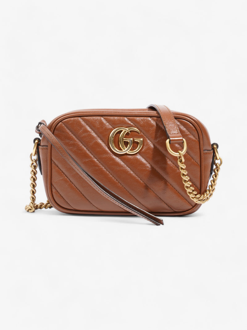  Gucci GG Marmont Brown Matelasse Leather Mini