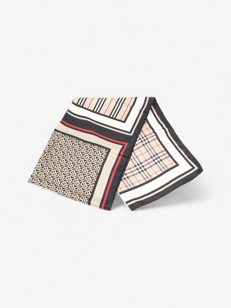  Burberry Multi Colour Scarf Archive Beige Silk