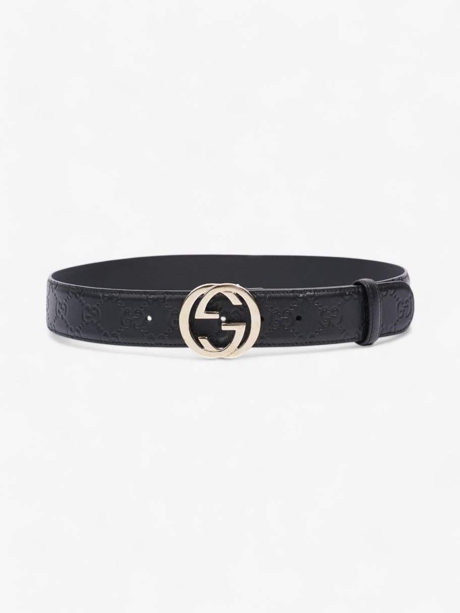 Gucci Interlocking G Belt Black / Light Gold Leather 80cm / 32