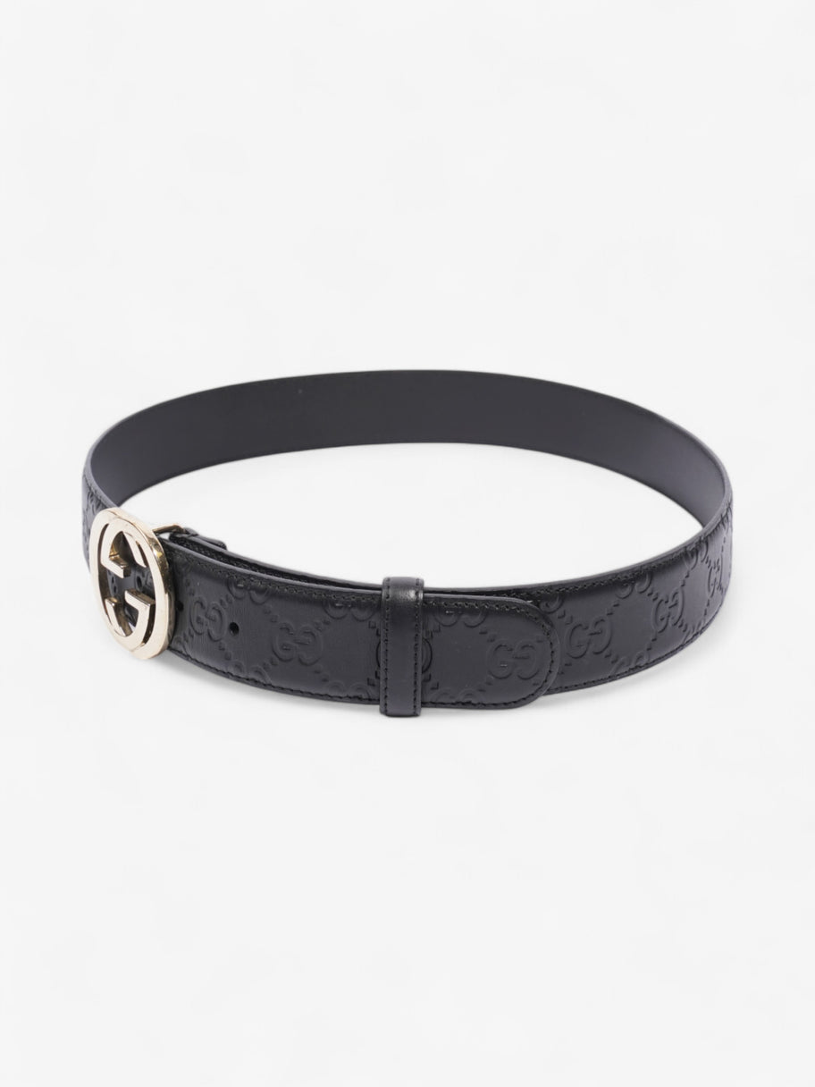 Gucci Interlocking G Belt Black / Light Gold Leather 80cm / 32