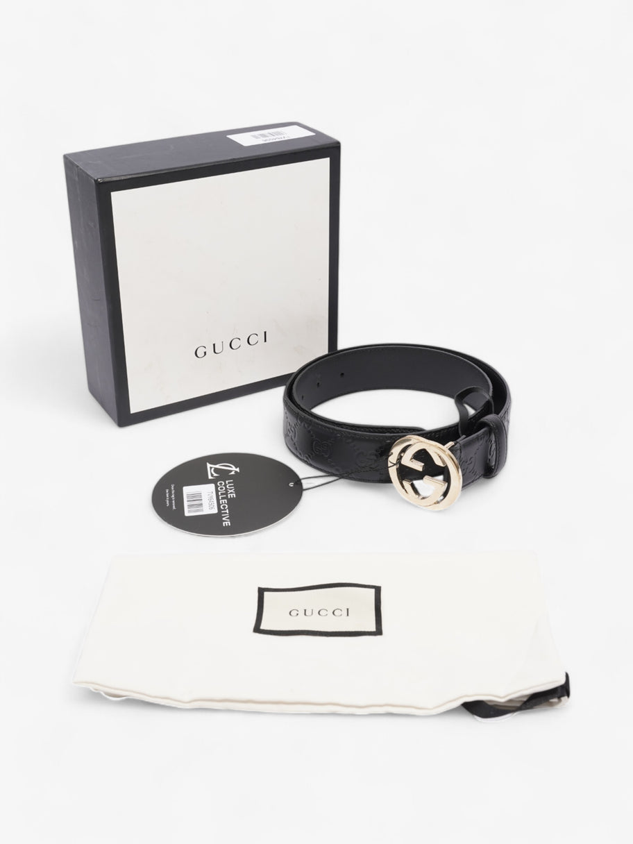 Gucci Interlocking G Belt Black / Light Gold Leather 80cm / 32