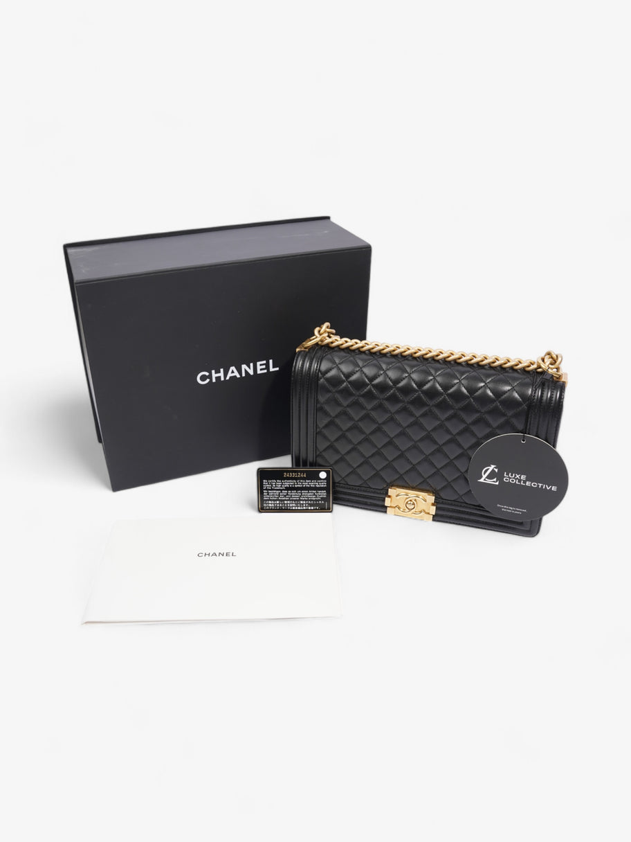 Chanel Boy Bag Black Lambskin Leather New Medium Image 14