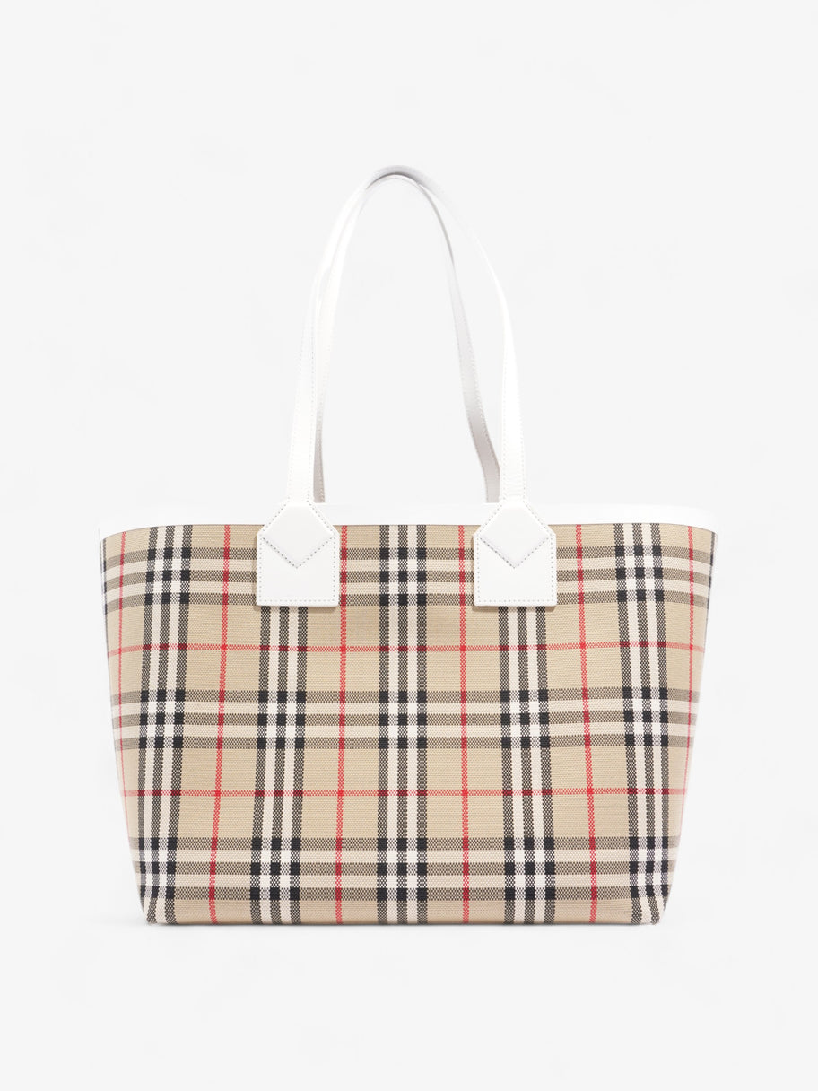 Burberry London Tote Vintage Check / White Cotton Image 1