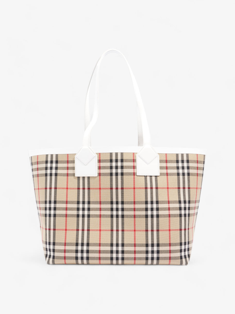 Burberry London Tote Vintage Check / White Cotton Image 4