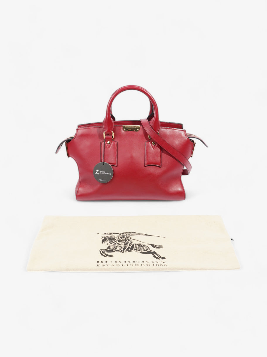 Burberry Clifton Red Calfskin Leather Medium Image 8