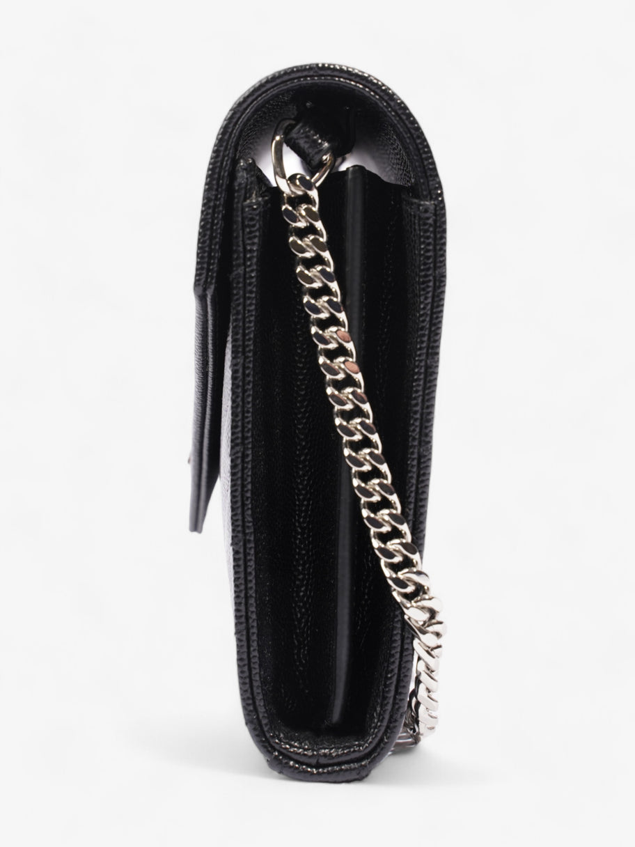 Saint Laurent Cassandre Chain Wallet Black Grained Leather Image 3