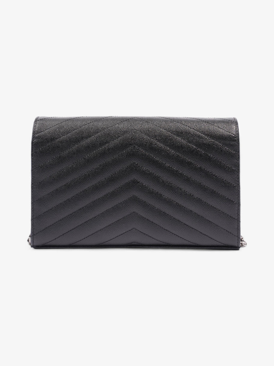 Saint Laurent Cassandre Chain Wallet Black Grained Leather Image 4