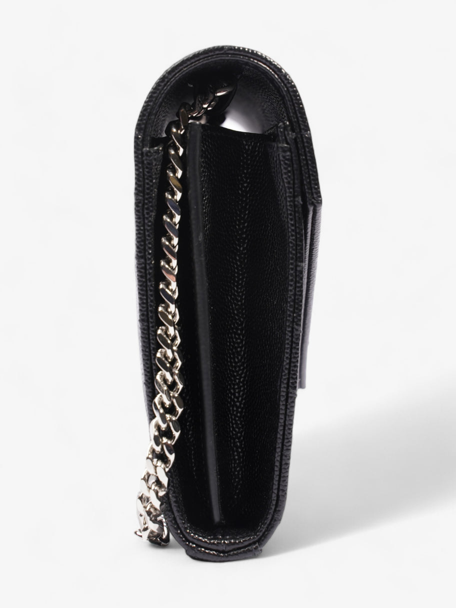 Saint Laurent Cassandre Chain Wallet Black Grained Leather Image 5