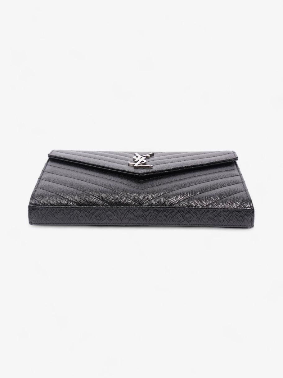 Saint Laurent Cassandre Chain Wallet Black Grained Leather Image 6