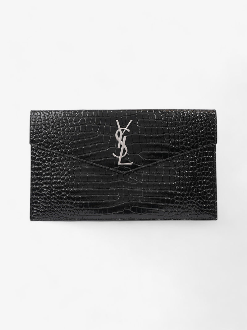  Saint Laurent Uptown Clutch Black Embossed Leather Medium