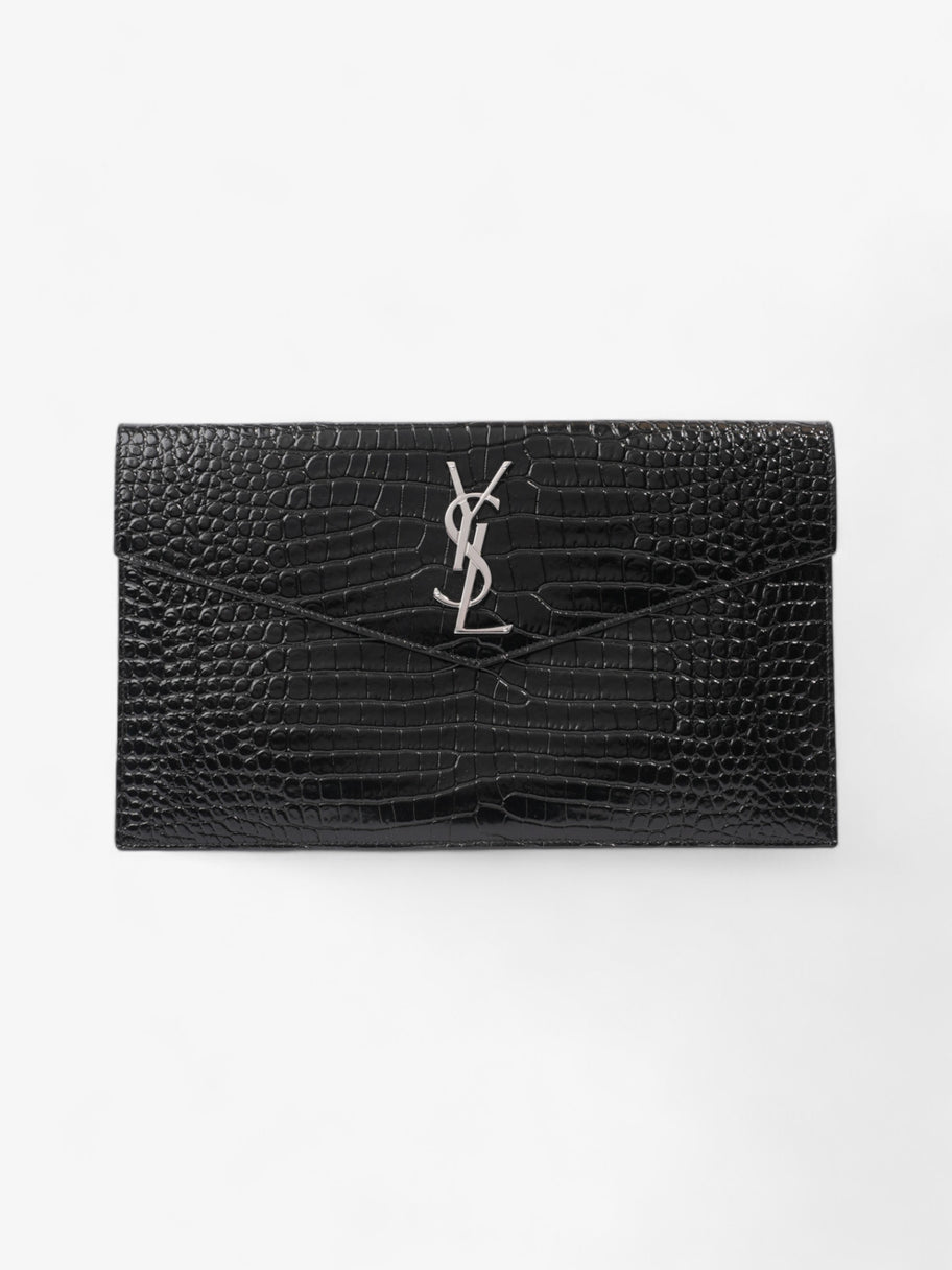 Saint Laurent Uptown Clutch Black Embossed Leather Medium Image 1