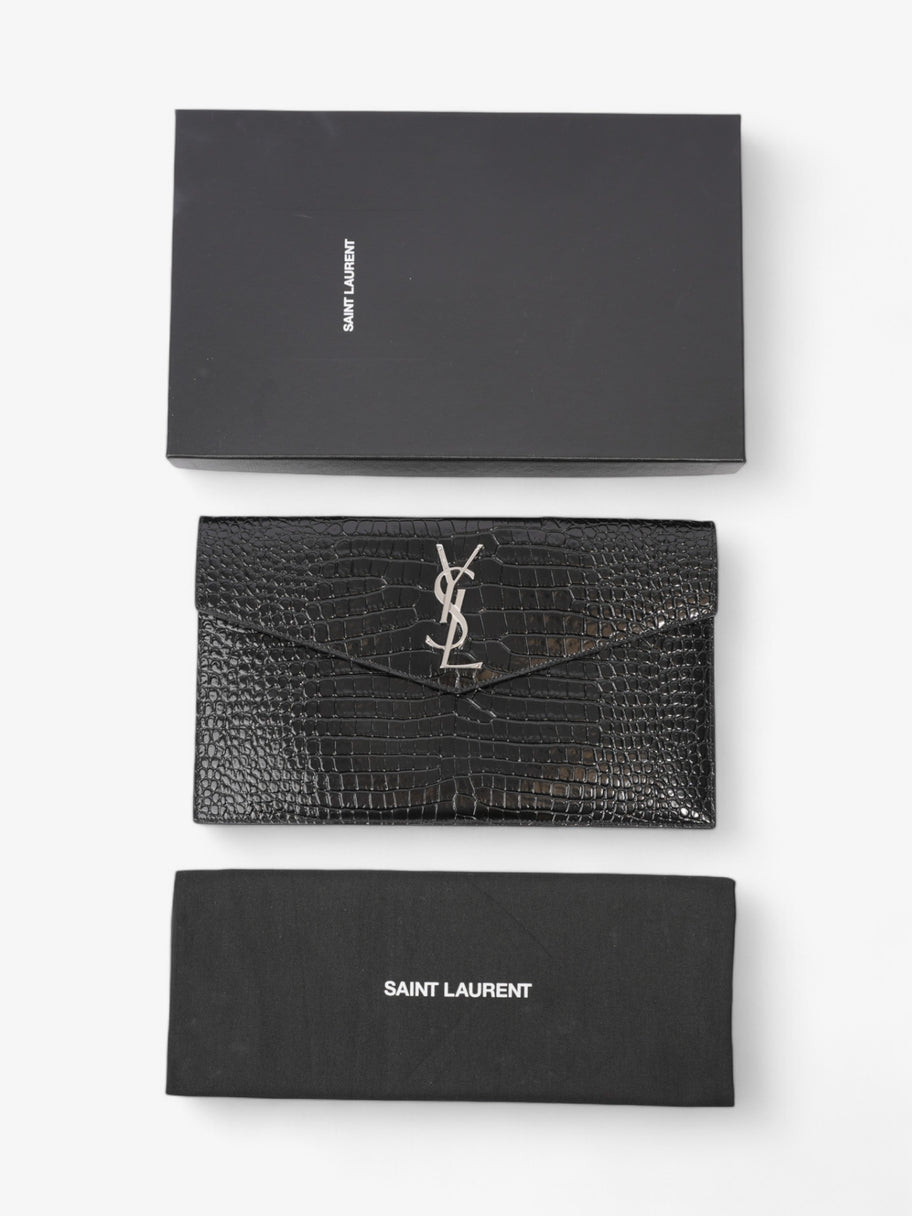 Saint Laurent Uptown Clutch Black Embossed Leather Medium Image 9