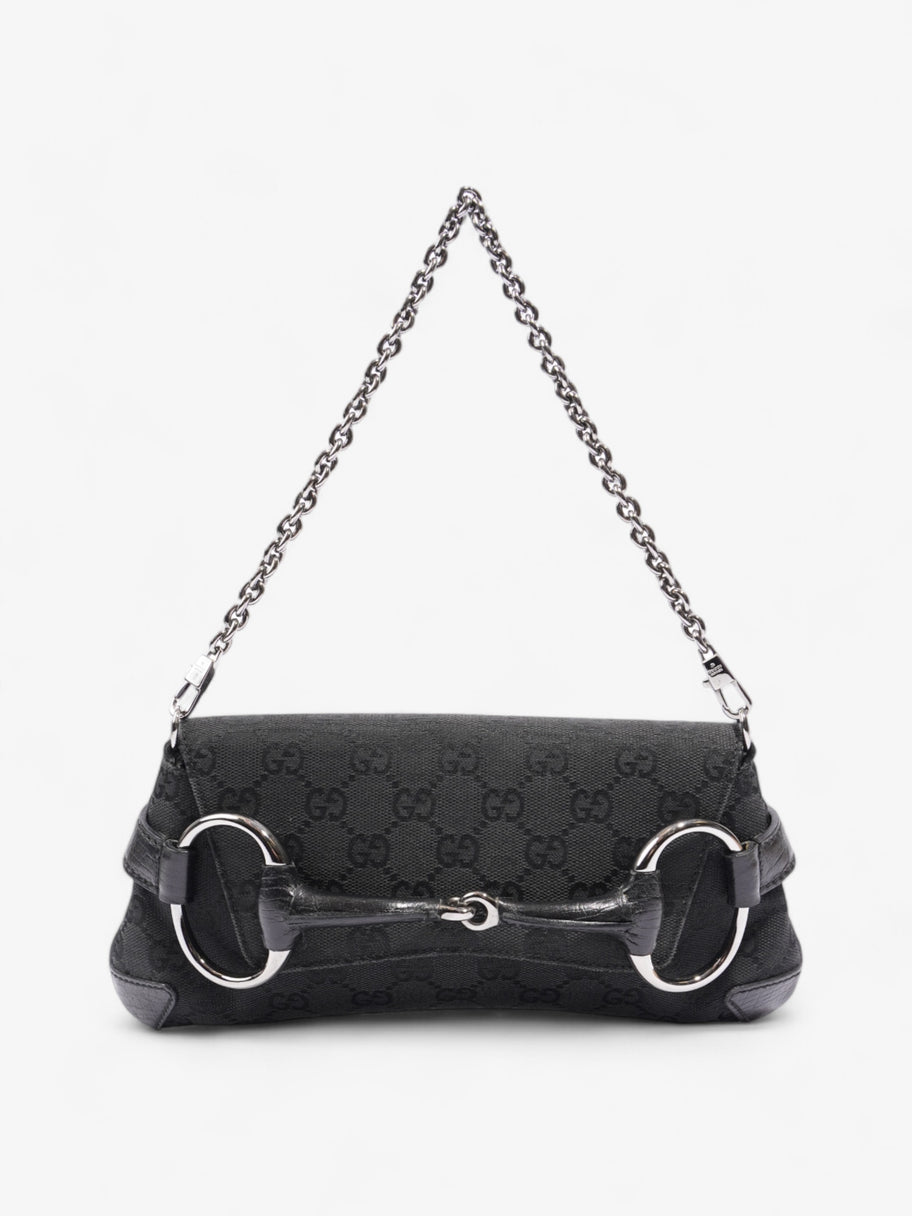 Gucci GG Horsebit Chain Black Canvas Image 1