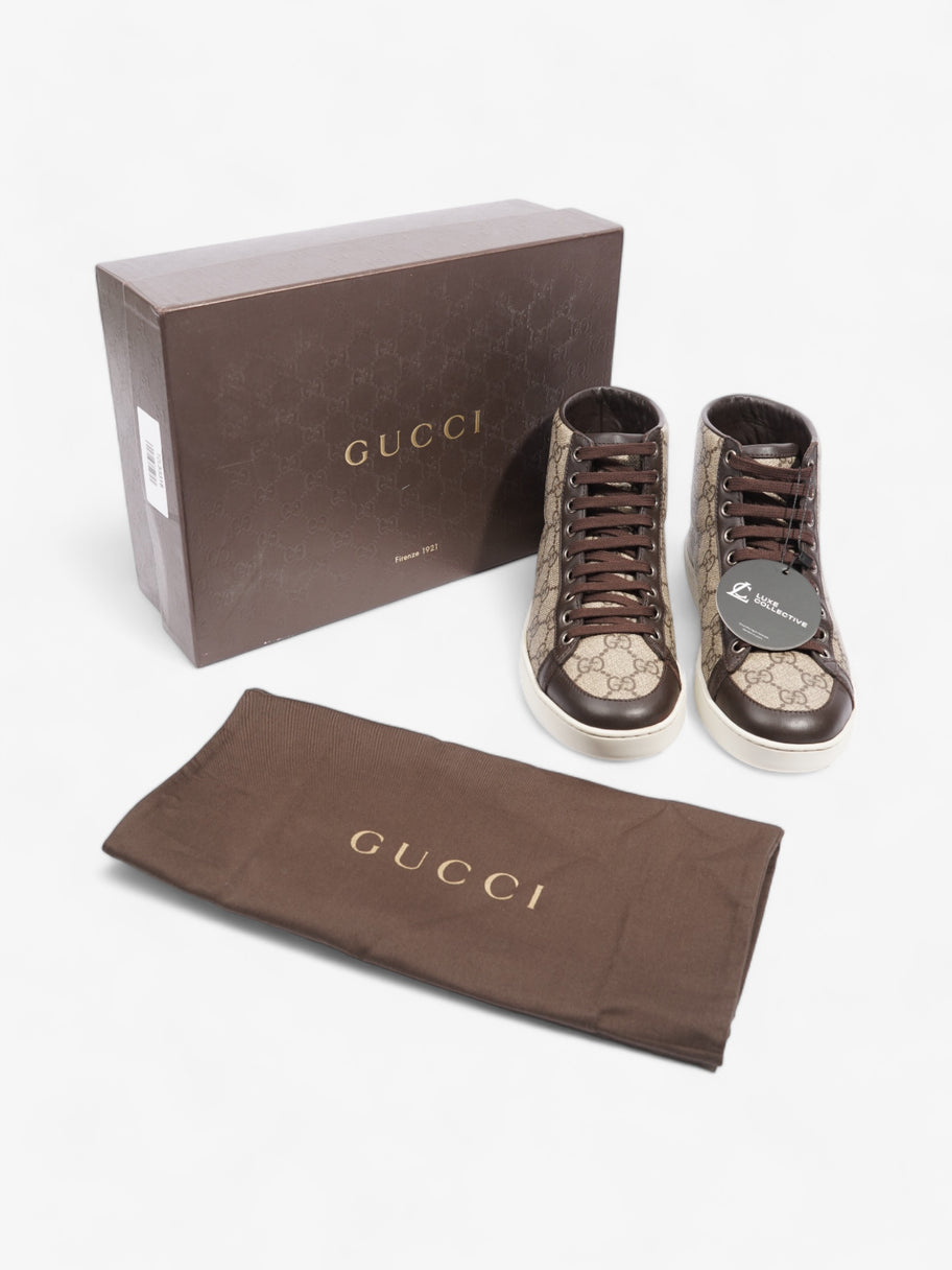 Gucci High Top Sneakers Beige And Ebony GG Supreme / Brown Coated Canvas EU 37 UK 4 Image 10