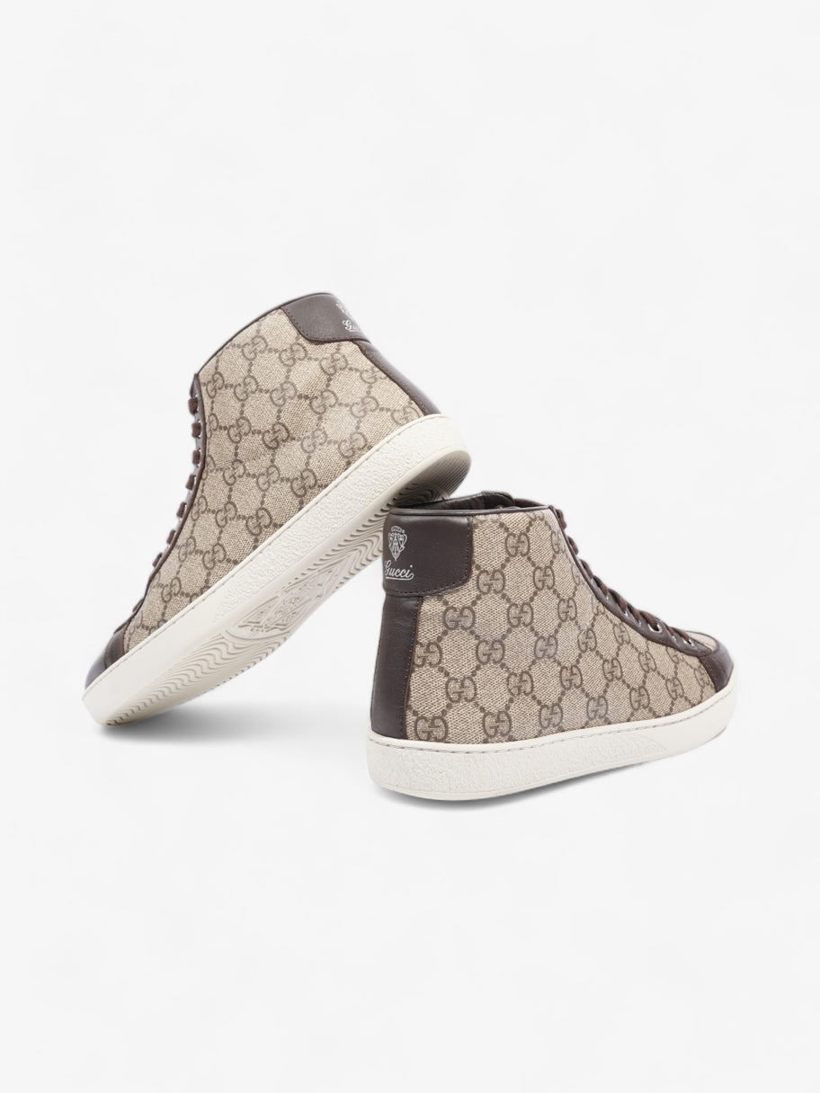 Gucci High Top Sneakers Beige And Ebony GG Supreme Brown Coated Canv Luxe Collective